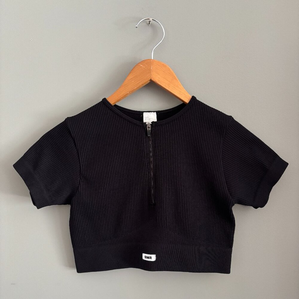 Sommer Ray Black Zip Front Crop Top